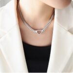 Light luxury personality love necklace women's fashion titanium steel non-fading clavicle chain new 18k gold-plated Cuban ornament - Image 2
