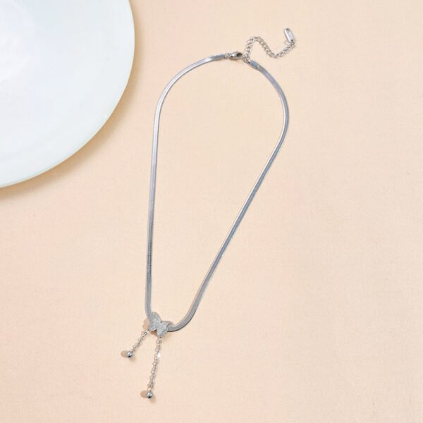 Titanium steel temperament simple butterfly tassel blade chain necklace women’s non-fading gold fashion versatile elegant accessories anti-tarnish jewellery from Glossy.pk, Lahore