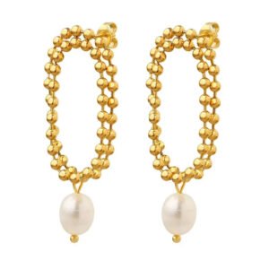 Retro-Style Stud Earrings with Chain Detail