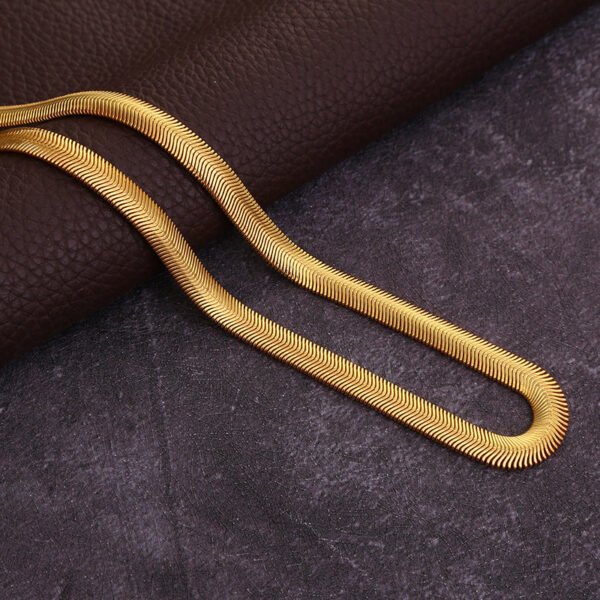 Bone Chain Men’s Fashion Jewelry 18K Gold Necklace 6MM Flat anti-tarnish jewellery from Glossy.pk, Lahore