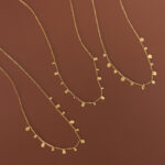 Super beauty spot clavicle chain geometric round square pear-shaped temperament small necklace titanium steel plated 18K gold wholesale Glossy.pk