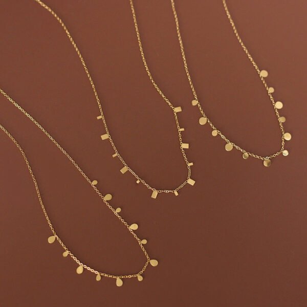 Super Beauty Spot Clavicle Chain Geometric Round Square Pear-shaped Temperament Small Necklace Titanium Steel Plated 18k Gold anti-tarnish jewellery from Glossy.pk, Lahore