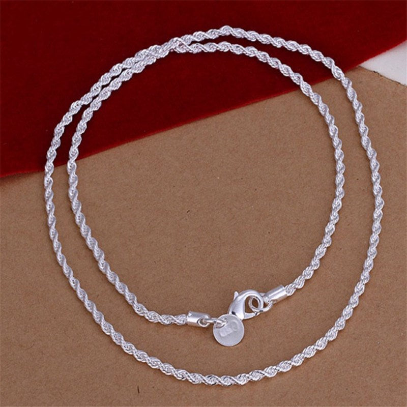 CHINESE AND KOREAN VERSION OF THE TREND PERSONALITY TWIST CHAIN CROSS-BORDER TEMU FASHION SILVER-PLATED 3MM FLASH TWIST ROPE NECKLACE ONE PIECE DELIVERY Glossy.pk