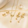 Ribbon Water‑Drop Clavicle Necklace — Gold Tone — jewellery from Glossy.pk, Pakistan