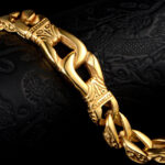 Cross-border TEMU new vintage totem portrait casting bracelet European and American fashion men's hip hop thick chain bracelet Glossy.pk