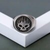 Skull flame ring — retro steel colour, sizes 7–9 — jewellery from Glossy.pk, Pakistan