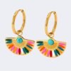 Painted Fan-Shaped Earrings (Gold or Steel) product photo 3 | Glossy.pk Pakistan