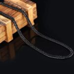 TEMU Amazon's new European and American hot selling double-layer black gold necklace men's cross-border hit 6MM sideways necklace Glossy.pk