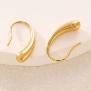 Water-Drop Hook Earrings — Gold & Steel Tone