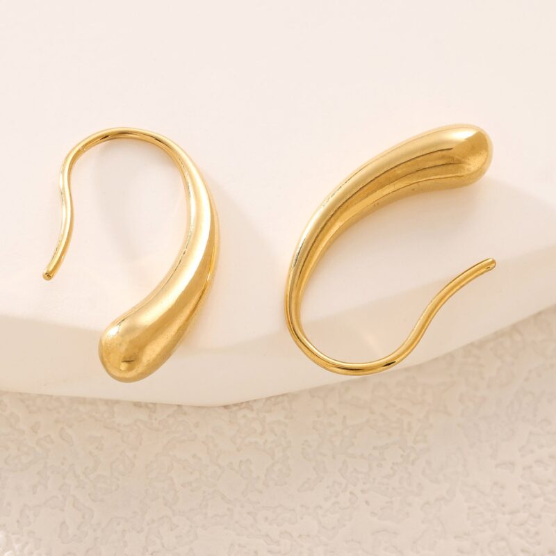 European and American cross-border wholesale water drops free pick-up stainless steel earrings earrings earrings earrings stud cold wind niche design titanium steel jewelry Glossy.pk