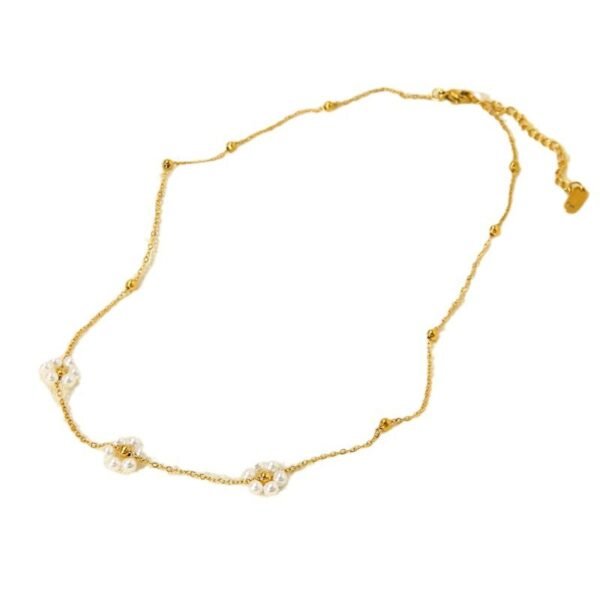 Handmade Beaded Chain Flower Pearl Necklace Bracelet Earrings Set Clavicle Chain anti-tarnish jewellery from Glossy.pk, Lahore