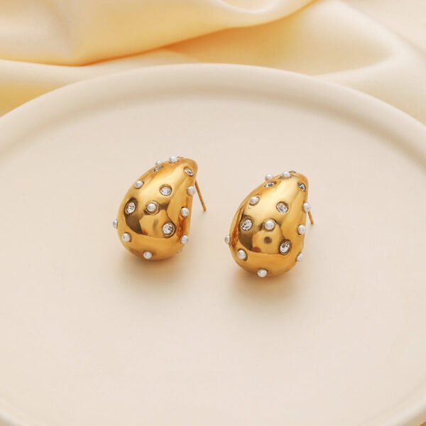 Cast Diamond Pearl Water Drop Earrings anti-tarnish jewellery from Glossy.pk, Lahore