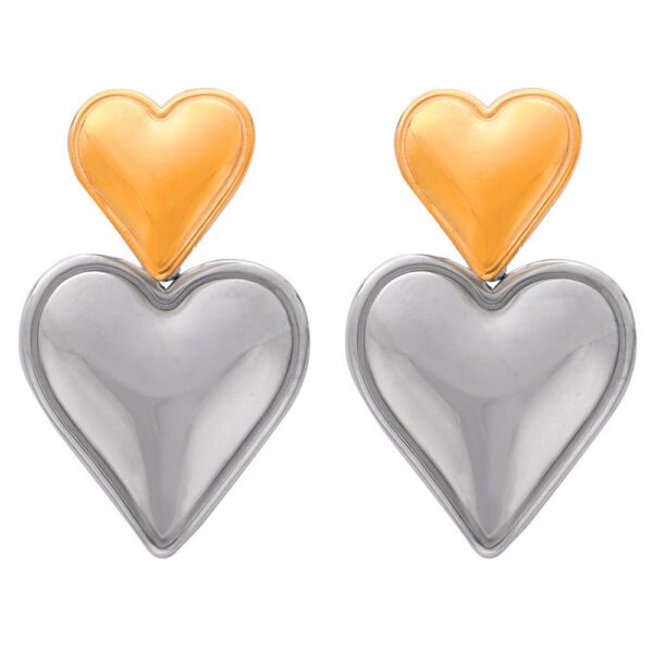 Double layer love butterfly pendant stud earrings stainless steel plated 18K gold plating versatile gradient earrings 21 anti-tarnish jewellery from Glossy.pk, Lahore