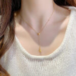 The new popular titanium steel necklace women's light luxury versatile niche pendant clavicle chain necklace high-end design accessories Glossy.pk