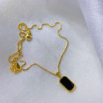 Black Square Necklace Clavicle Chain - Image 3