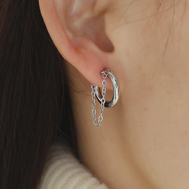 European and American wholesale simple and small no ear piercing ear clips female titanium steel fashion sense ear bone clips niche design fashion temperament Glossy.pk