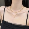 Titanium steel emerald geometric necklace high-grade cold style clavicle necklace fashion temperament accessories do not fade 34 anti-tarnish jewellery from Glossy.pk, Lahore