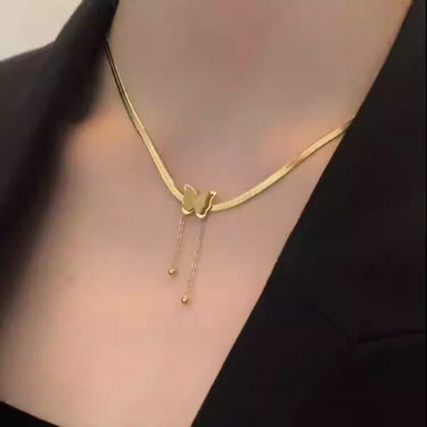 Butterfly Tassel Necklace — Gold & Steel-tone — jewellery from Glossy.pk, Pakistan