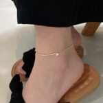 18k Gold Anklet Net Red Smile Zircon Ins Anklet Women's - Image 3