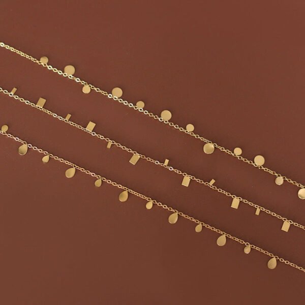 Super Beauty Spot Clavicle Chain Geometric Round Square Pear-shaped Temperament Small Necklace Titanium Steel Plated 18k Gold anti-tarnish jewellery from Glossy.pk, Lahore