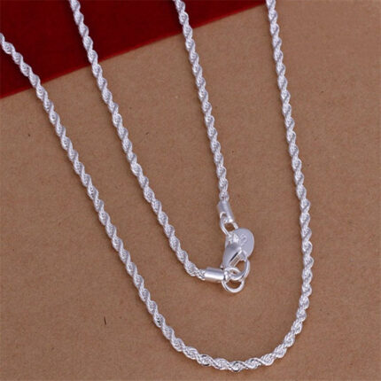 CHINESE AND KOREAN VERSION OF THE TREND PERSONALITY TWIST CHAIN CROSS-BORDER TEMU FASHION SILVER-PLATED 3MM FLASH TWIST ROPE NECKLACE ONE PIECE DELIVERY Glossy.pk