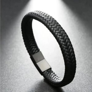 Men's bracelet — listed buckle and woven-style design