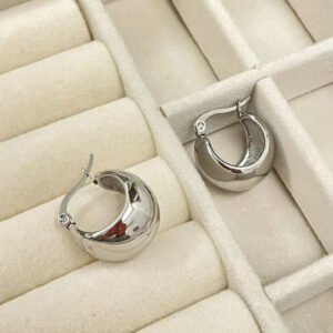 Hollow Hemispheric Earrings — Gold & Steel product photo 2 | Glossy.pk Pakistan