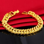 Zhongyi TEMU European and American jewelry 12mm 24K gold plated classic men's bracelet cross-border new Cuban bracelet men Glossy.pk