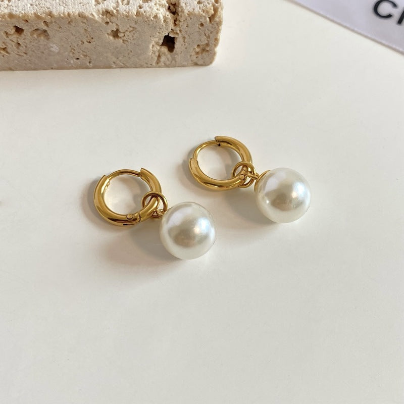 French temperament pearl Korean earrings high-end light luxury earrings women's delicate style earrings detachable student jewelry
