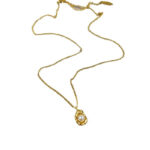 French peanut pearl necklace women's titanium steel 18k bowl bean pearl pendant niche clavicle chain net red fashion new style