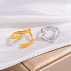 Irregular Line Geometric Ring (Gold / Steel Colour)