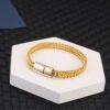 Stainless Steel Braided Double Row 4×8 Positive and Negative Keel Magnet Buckle Bracelet anti-tarnish jewellery from Glossy.pk, Lahore