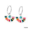 French Retro light luxury fan-shaped dripping oil colorful earrings niche personality temperament 18K gold earrings anti-tarnish jewellery from Glossy.pk, Lahore