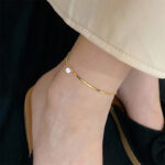 2024 New Trendy Summer Women's 18K Gold Anklet Net Red Smile Zircon Ins Anklet Women's Simple and Not Fade