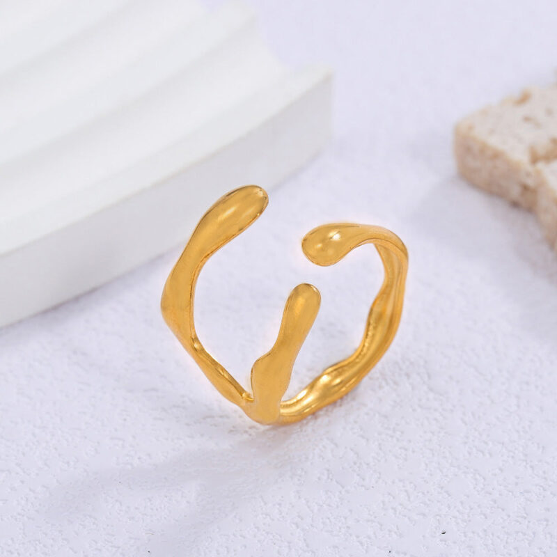 European and American simple irregular line rings, niche design temperament, new personality fashion, women's high-end index finger ring Glossy.pk