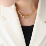 Light luxury personality love necklace women's fashion titanium steel non-fading clavicle chain new 18k gold-plated Cuban ornament