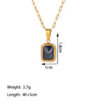 Figaro Chain Champagne Zircon Necklace Stainless Steel Paper Clip Chain Blue Zircon - Image 4