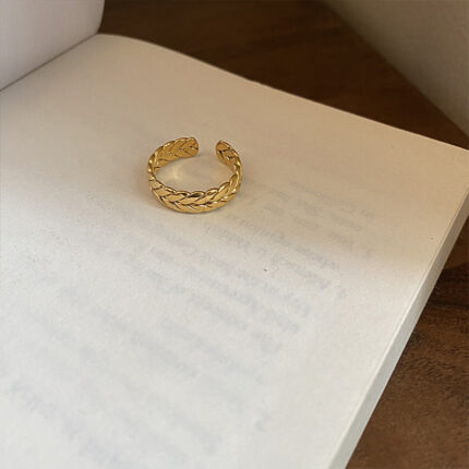 European and American cross-border simple fashion retro wheat ear opening adjustable ring cross-border titanium steel female wholesale jewelry factory Glossy.pk