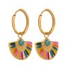 Painted Fan-Shaped Earrings (Gold or Steel) product photo 4 | Glossy.pk Pakistan