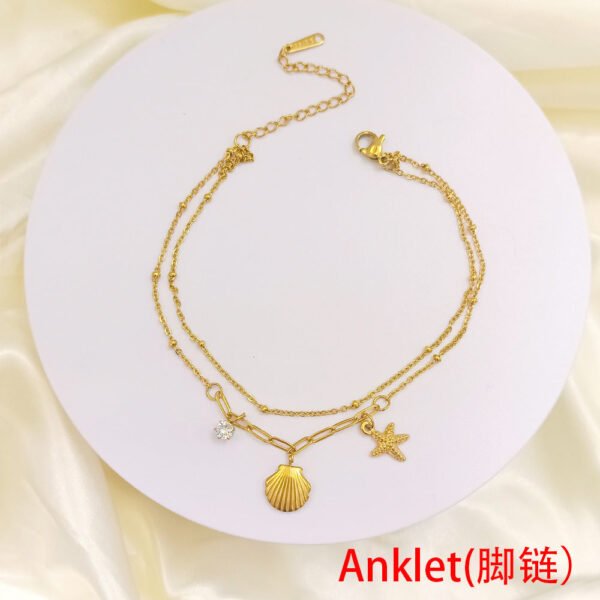 Sense of luxury, delicate shell claw diamond, starfish, titanium steel anklet, sweet ocean style, new ankle and foot chain 22 anti-tarnish jewellery from Glossy.pk, Lahore