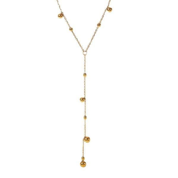 gold plated long tassel bead chain necklace anti-tarnish jewellery from Glossy.pk, Lahore