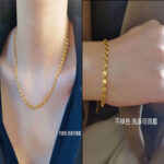 Simple embossed bracelet, women's high-end temperament, fashionable and versatile, atmospheric necklace, titanium steel, non-fading, female Internet celebrity clavicle chain Glossy.pk