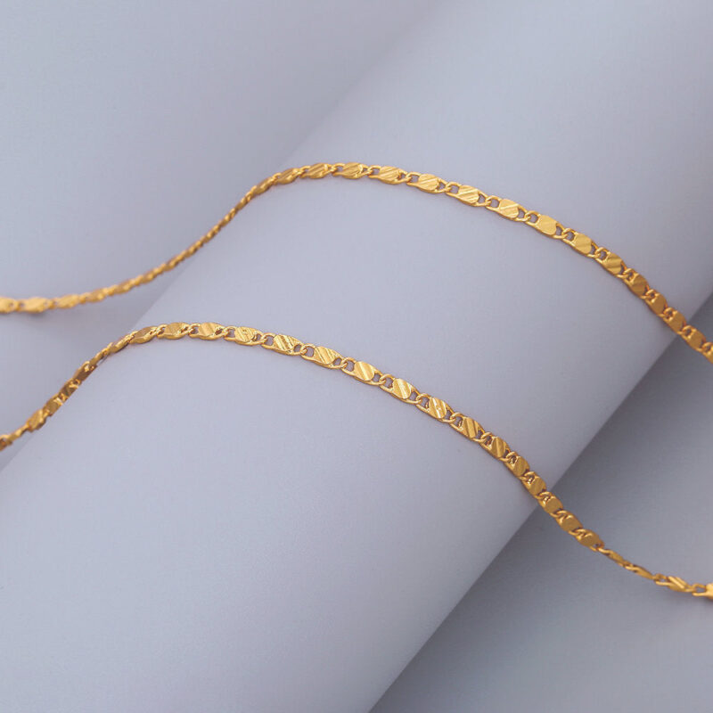 European and American hot sale temu new 18K gold plated necklace 2MM flat chain chain 925 silver pendant with chain wholesale Glossy.pk