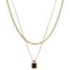 Double layered black epoxy necklace light luxury niche ins style titanium steel sweater chain anti-tarnish jewellery from Glossy.pk, Lahore