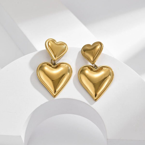 Double layer love butterfly pendant stud earrings stainless steel plated 18K gold plating versatile gradient earrings 21 anti-tarnish jewellery from Glossy.pk, Lahore