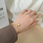 Cross-border, European and American hot-selling style, heart-shaped double-layered new bracelet, stainless steel, fashion hand jewelry, versatile and trendy with 28 Glossy.pk