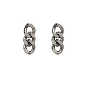 Chain Stud Earrings (Gold / Steel Colour) product photo 2 | Glossy.pk Pakistan