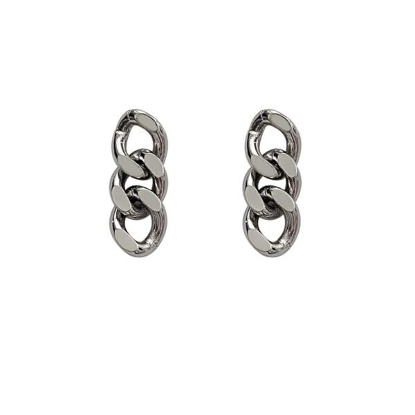 Chain Stud Earrings (Gold / Steel Colour) product photo 2 | Glossy.pk Pakistan