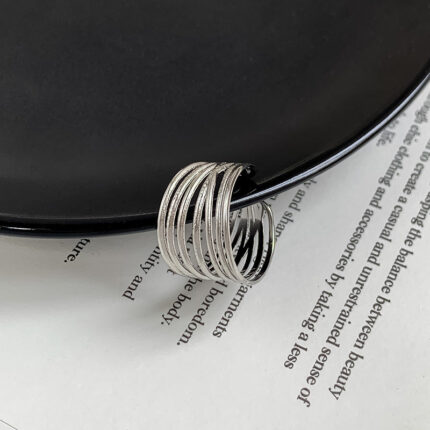 Niche designer ring men and women trendy open index finger ring personality simple metal ring titanium steel does not fade Glossy.pk