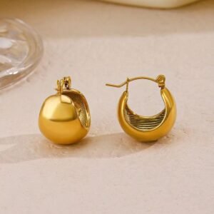 Hollow Hemispheric Earrings — Gold & Steel